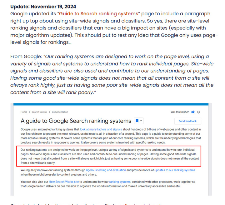 Google giải thích về các tín hiệu chất lượng cấp website và vai trò của chúng trong xếp hạng.