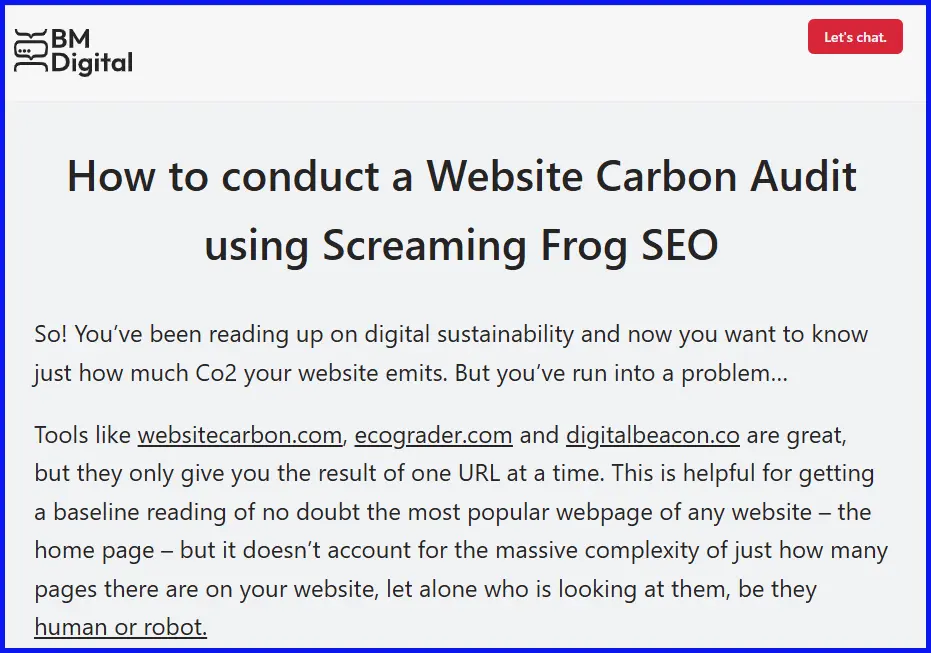 Bảng điều khiển Looker Studio cho kiểm toán carbon với Screaming Frog