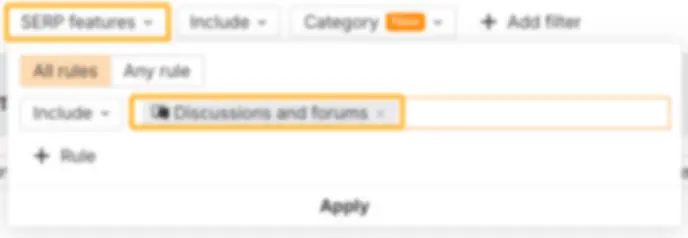 Bộ lọc SERP features cho Discussions and Forums