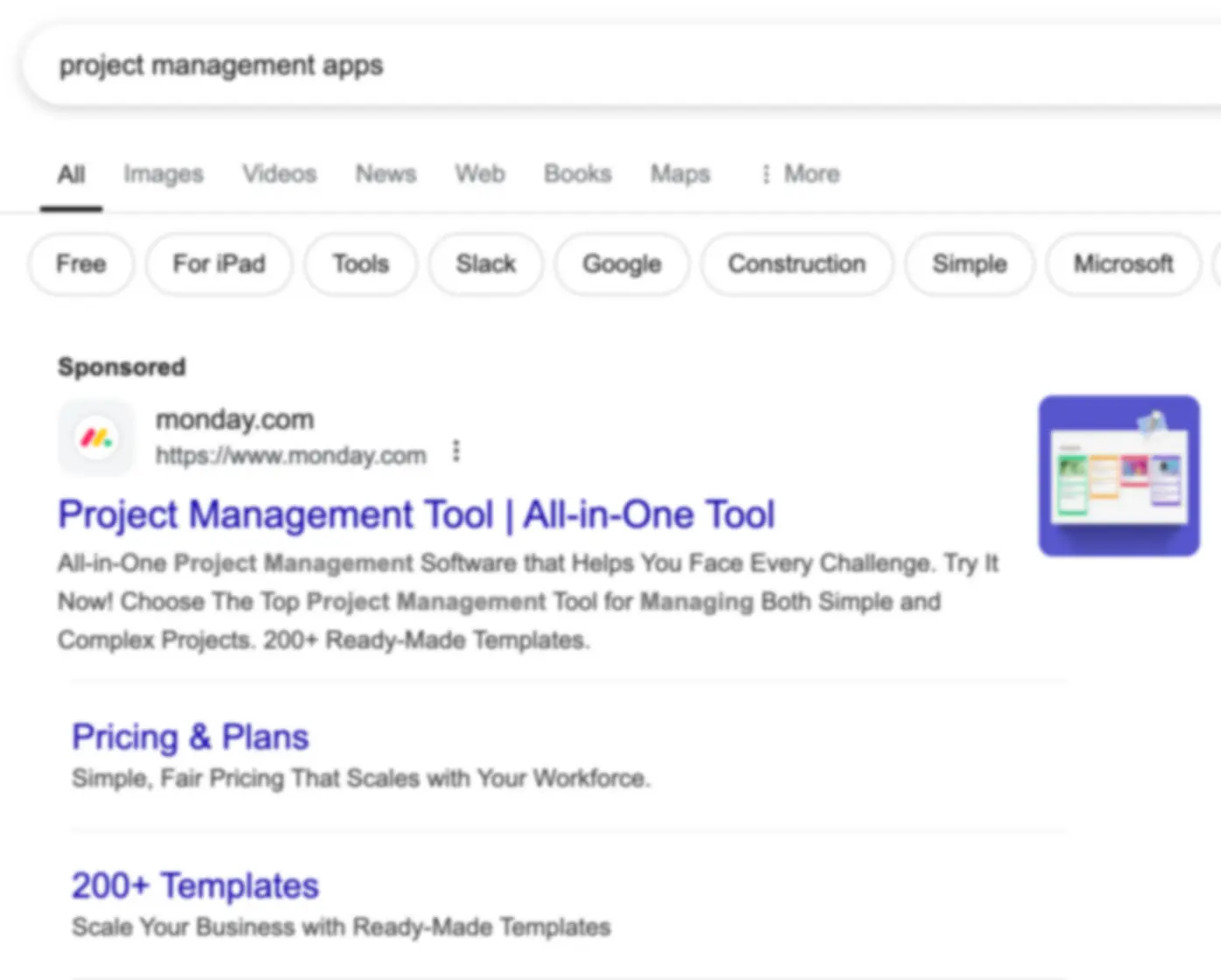 Ví dụ về một quảng cáo Google